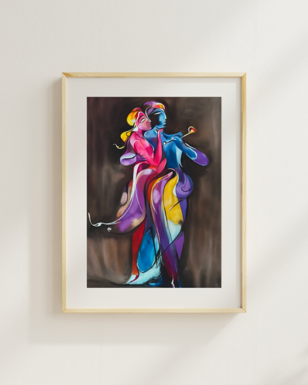 Abstract Watercolor Portrait of Lord Krishna and Radha