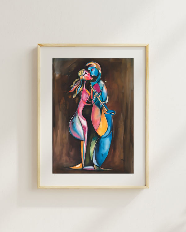 Abstract Watercolor Art of Lord Krishna and Radha