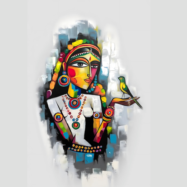 Serene Connection: A Tribal Woman with Her Bird - Image 2