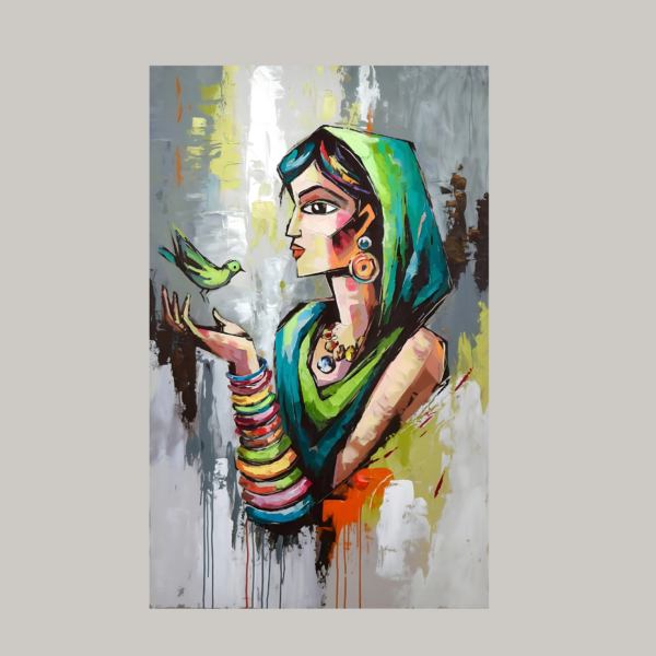 Graceful Muse: A Tribal Beauty with Her Companion - Image 2