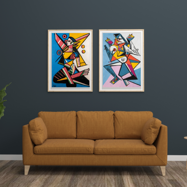 Geometric Masterpiece in Vibrant Colors with combo of 2