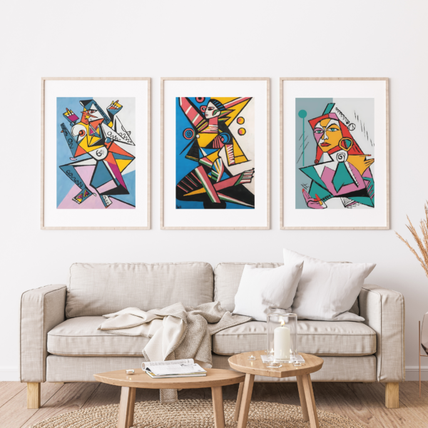 Geometric Masterpiece in Vibrant Colors with Combo of 3