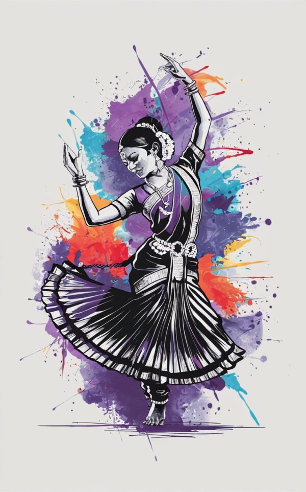 Grace in Motion: Vibrant Indian Classical Dance Art - Image 2
