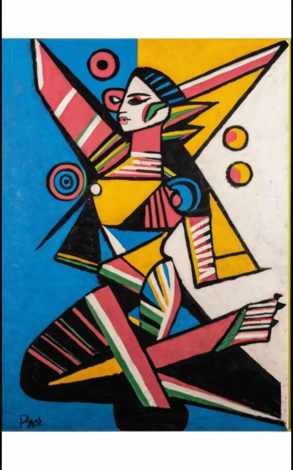 Colorful Contemporary Cubist Painting Print - Image 2