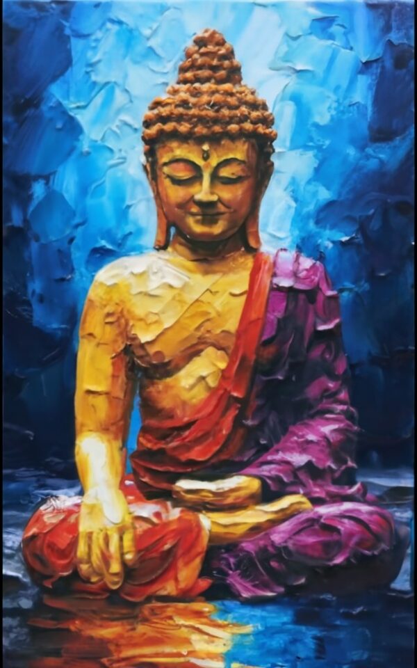 Serene Buddha Abstract Painting Wall Art - Image 2